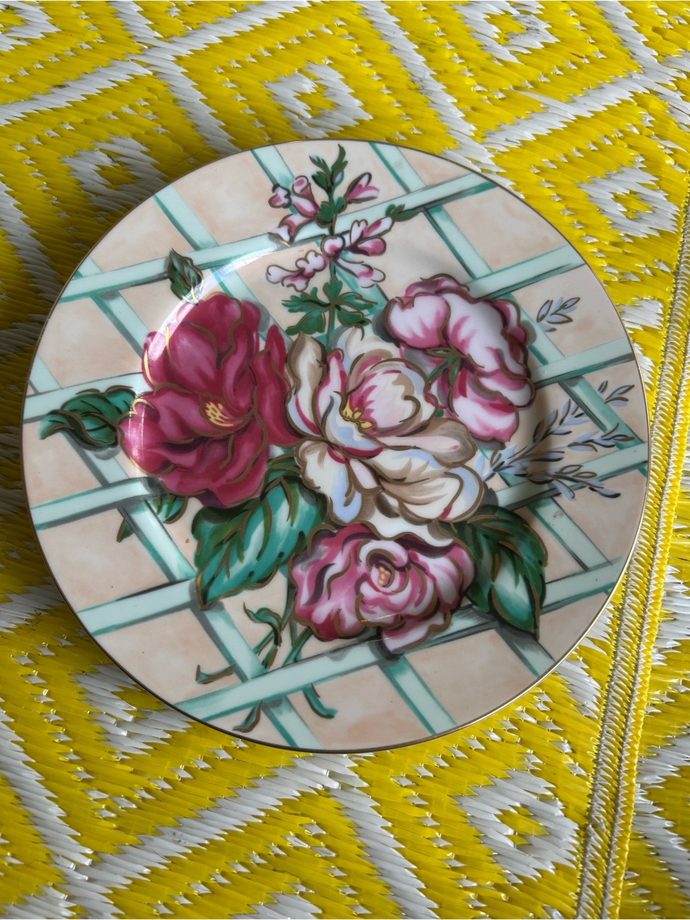Fitz and Floyd White Porcelain Plate with Gold Marking